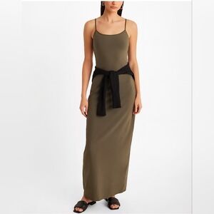 Express Scoop Neck Sleeveless Maxi Bra Cami Dress - Olive Green - Size M